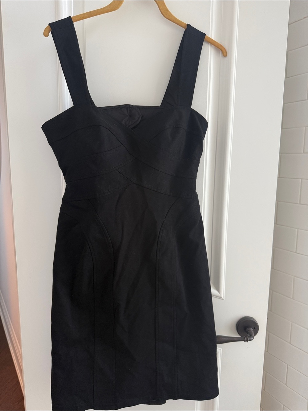 Nanette Lepore sz8 Classic Black Sheath Dress with Wide Straps